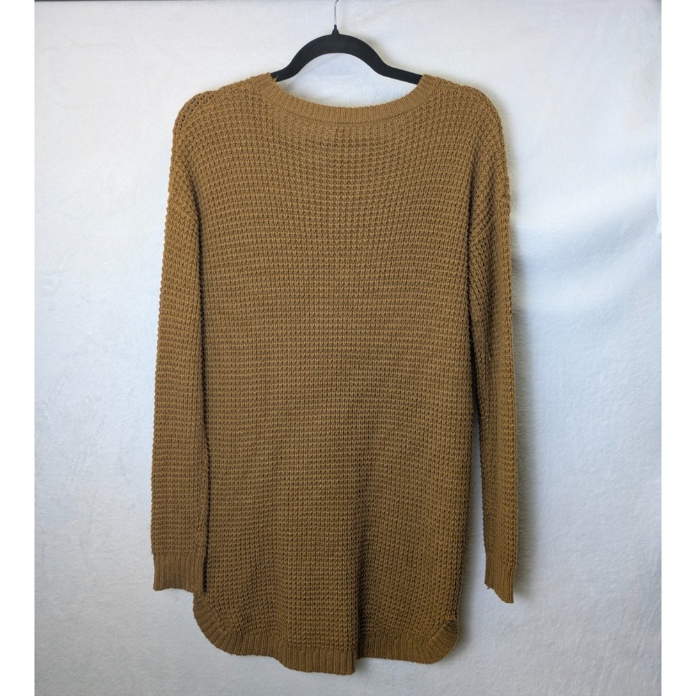 Zenana Premium Knit Sweater Small Camel Brown Waffle Texture Cozy Casual Tunic - Picture 3 of 7